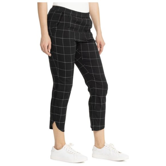 Marine Layer Womens Black & White Grid Check Tapered Pants size Small - Picture 2 of 14